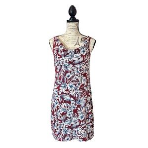 Eddie Bauer Red and White Leaf Print Mini Dress